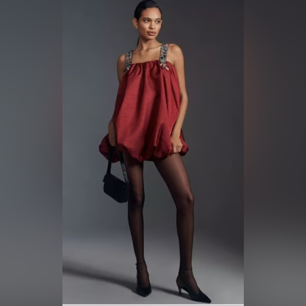 Anthropologie embellished strap bubble dress